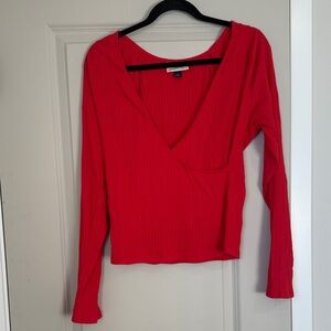 Universal Thread Deep Red V-Neck Blouse